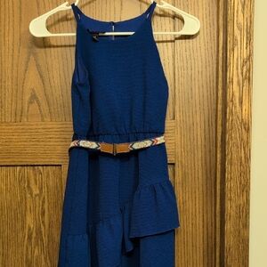 Iz Byer Blue Kids Dress with Colorful Belt